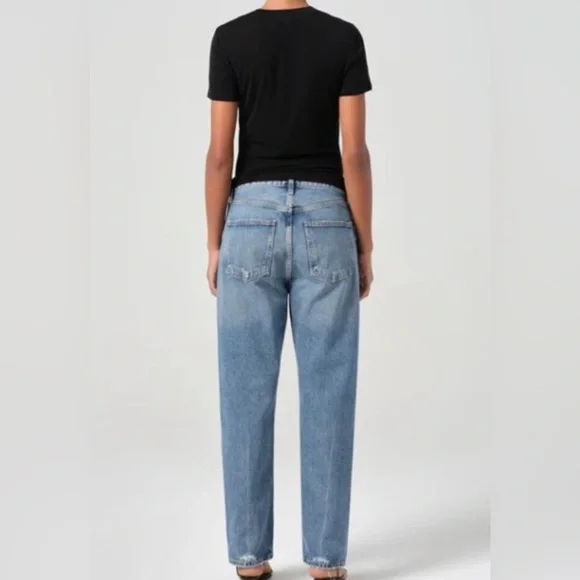 AGOLDE 90s High Rise Straight Leg Jeans 27 Organic Cotton Blend Stretch Denim - Picture 2 of 8